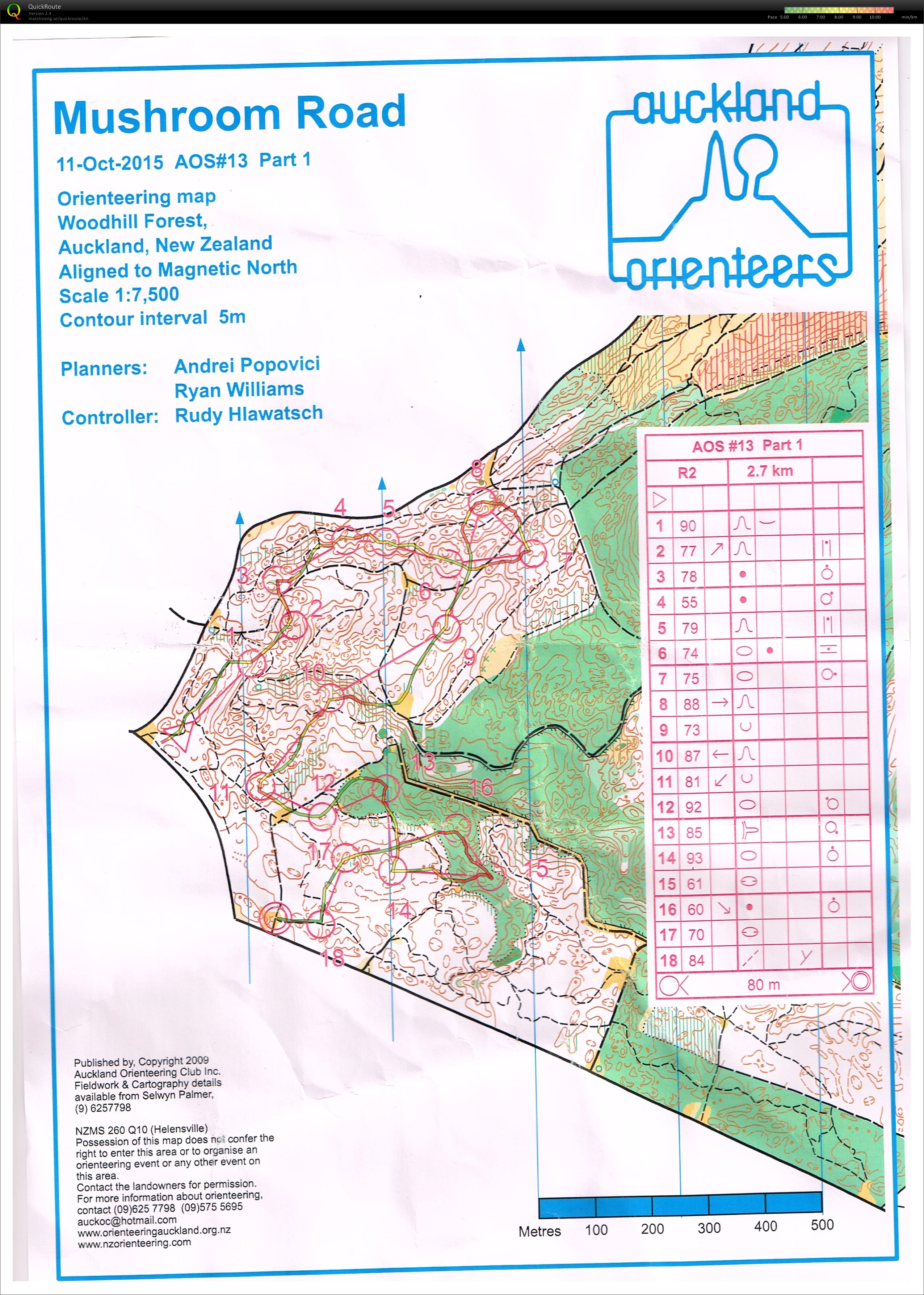 Auckland Orienteering Series 13 - Part 1 (10/10/2015)